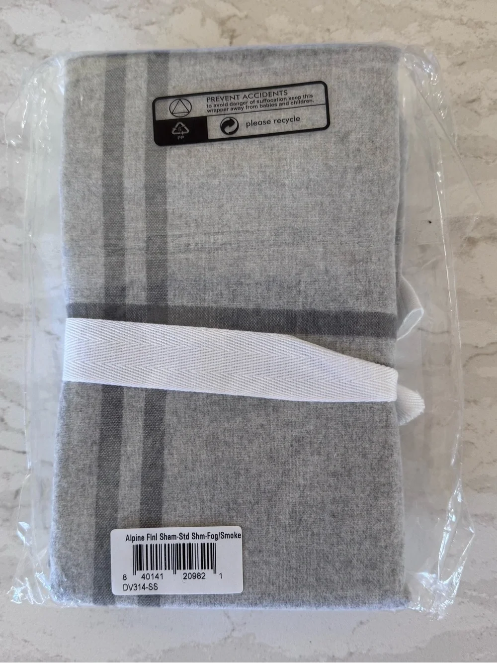 Serena & Lily Alpine Flannel Standard Sham - Light grey stripe